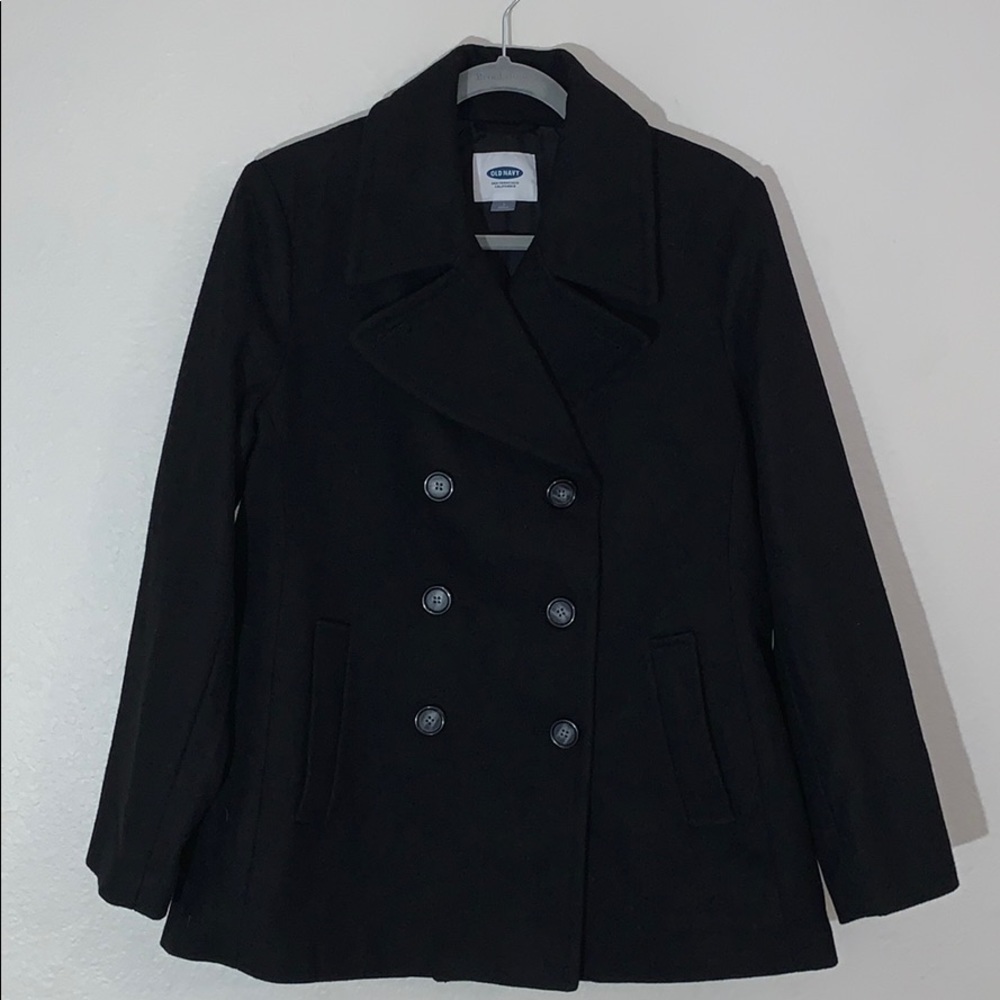 Old Navy Black Double-Breasted Peacoat
